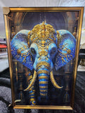 Luxury Blue Elephant Wall Art Frame