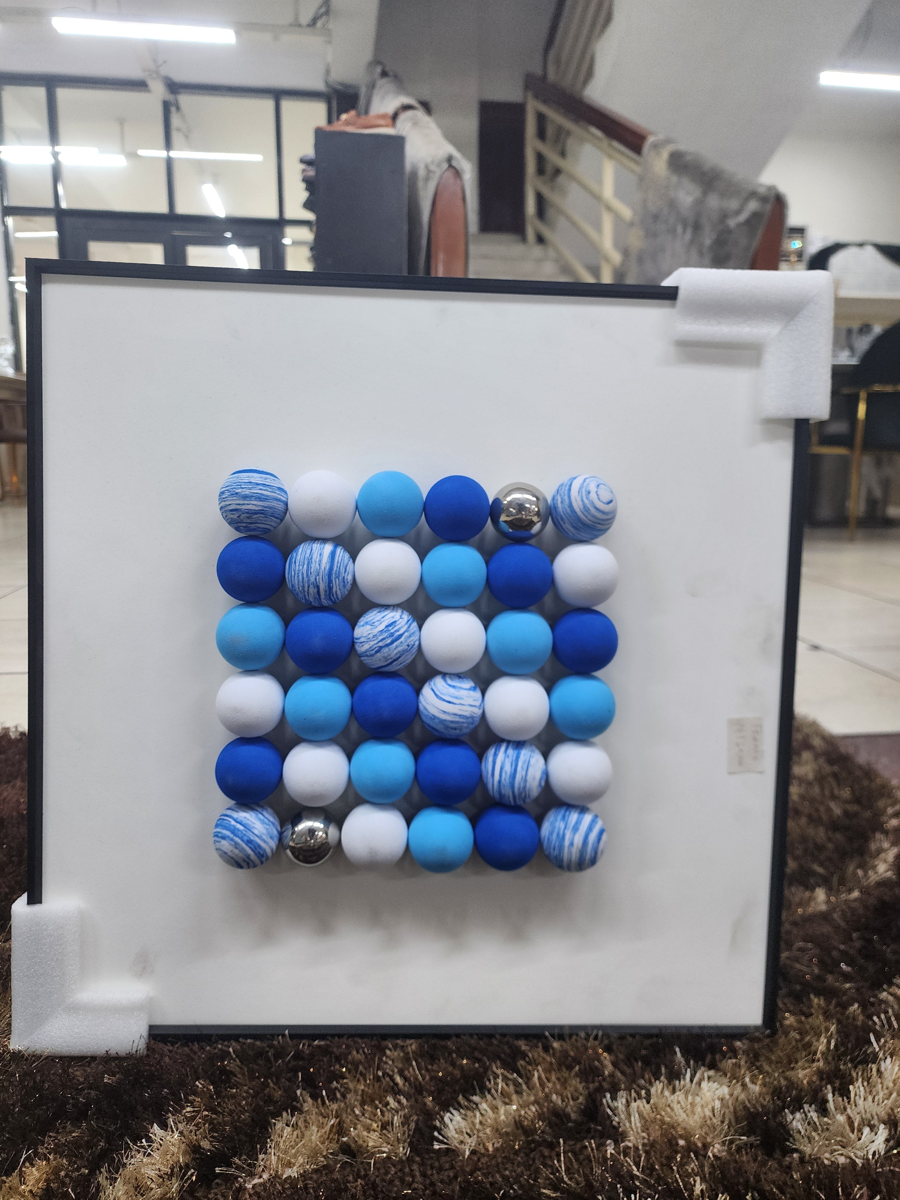 Modern Geometric Blue Wall Art Frame