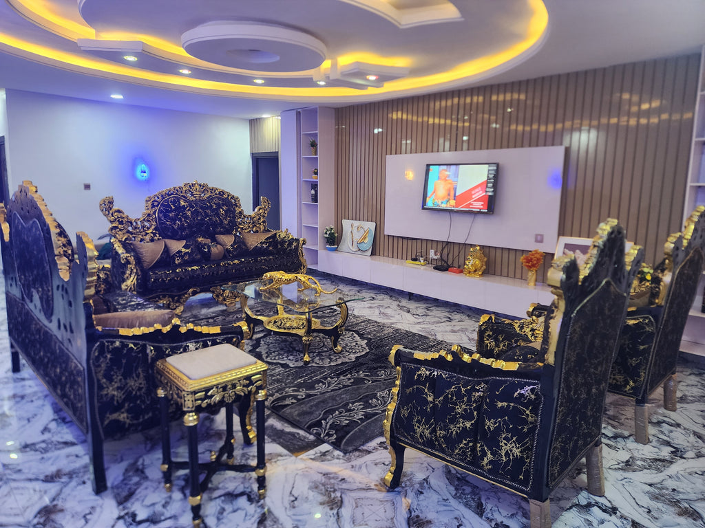 Royal Black & Gold Luxury Sofa Set (Palace Edition)