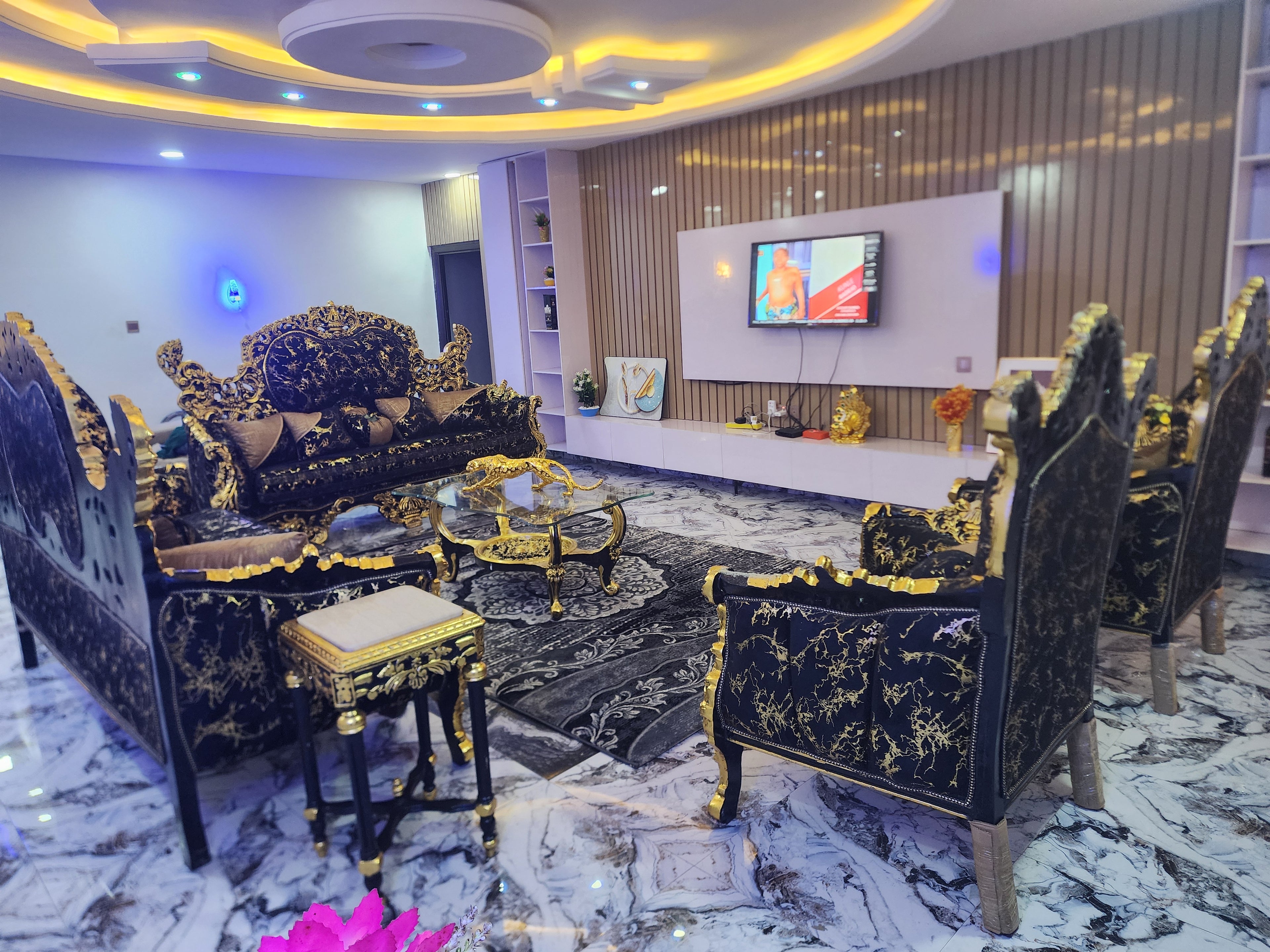 Royal Black & Gold Luxury Sofa Set (Palace Edition)