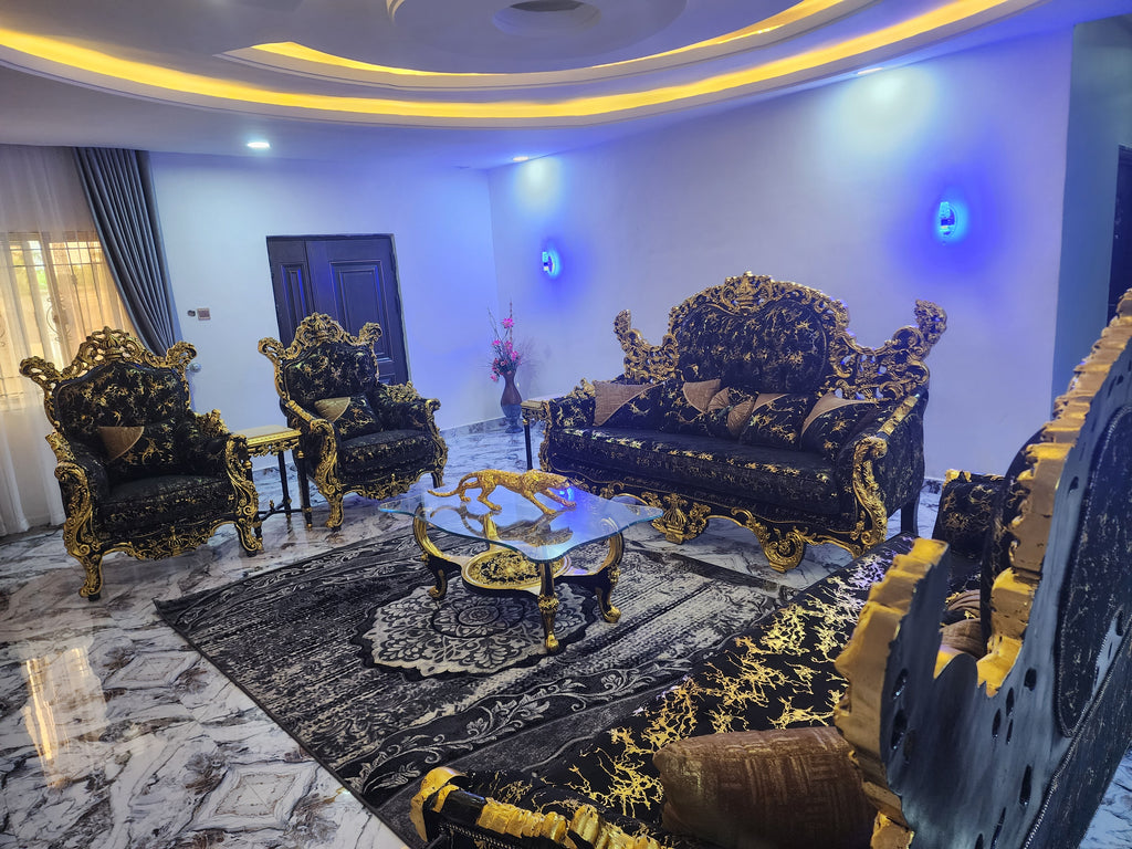 Royal Black & Gold Luxury Sofa Set (Palace Edition)
