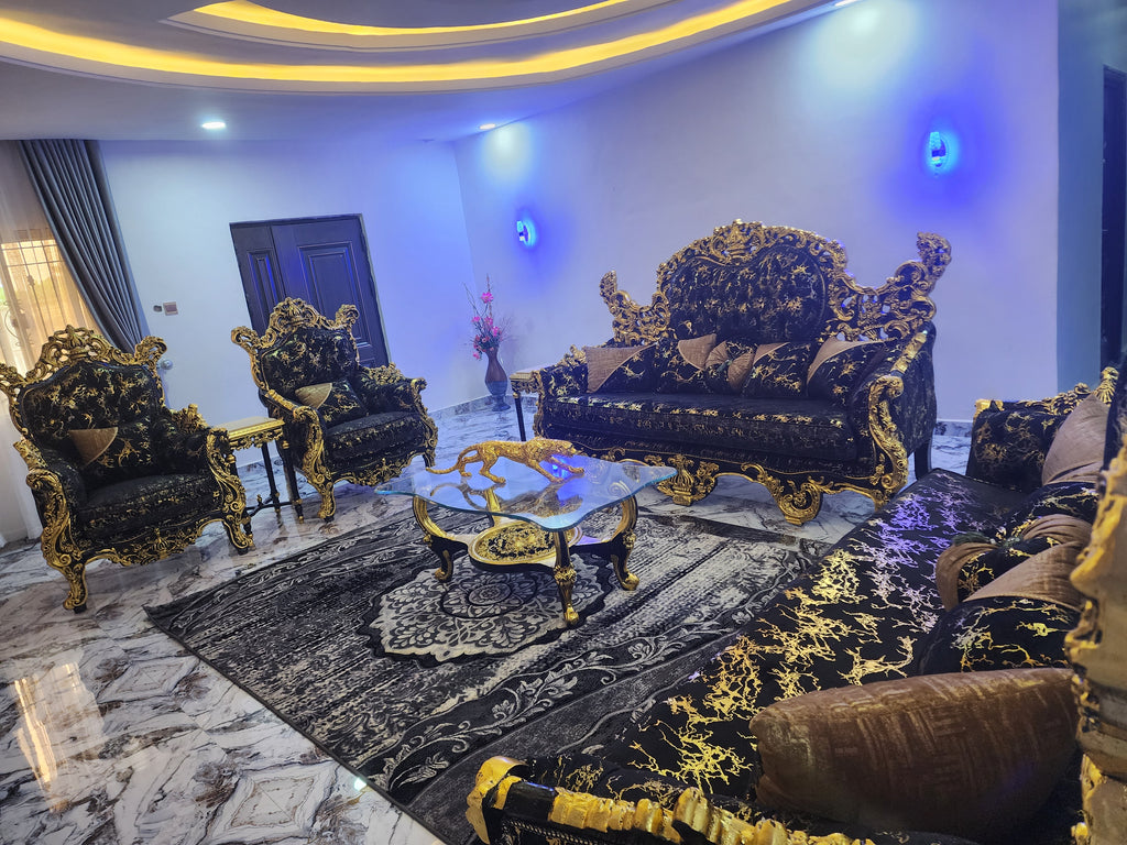 Royal Black & Gold Luxury Sofa Set (Palace Edition)