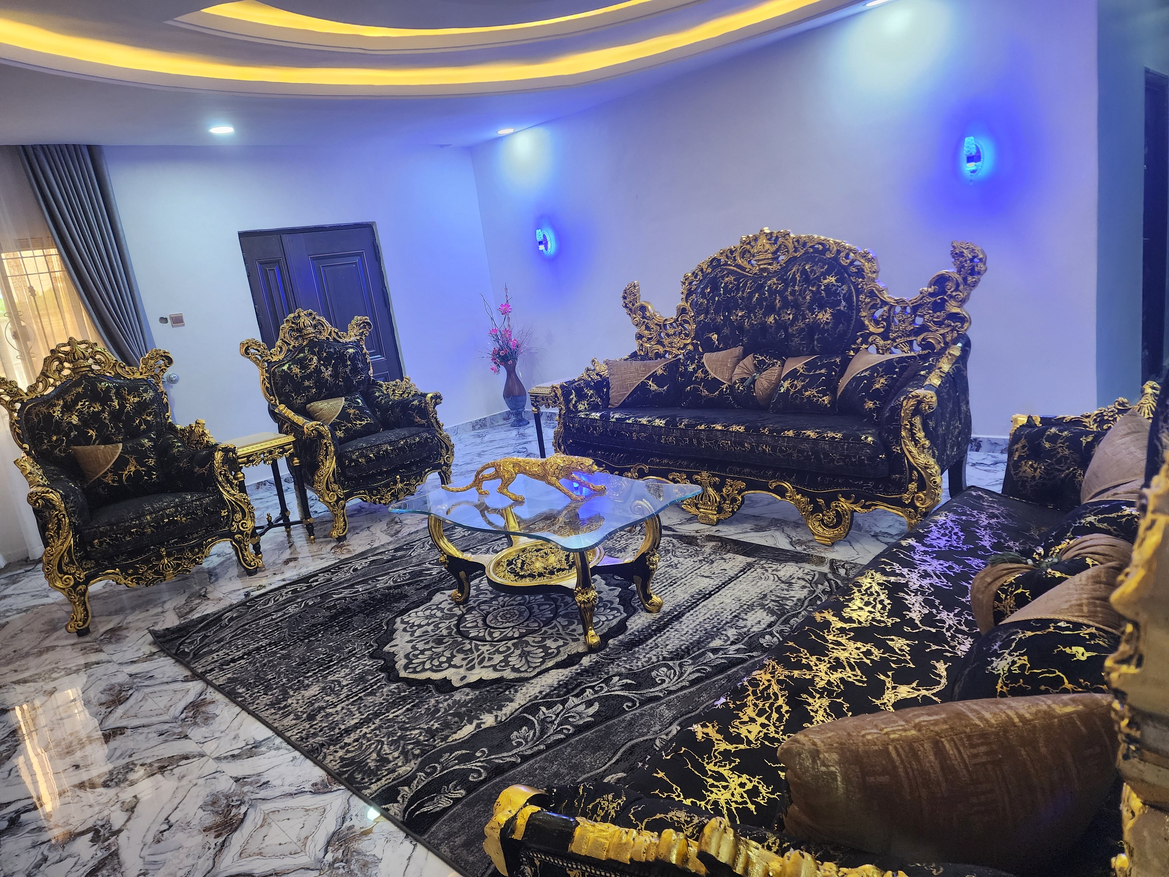 Royal Black & Gold Luxury Sofa Set (Palace Edition)