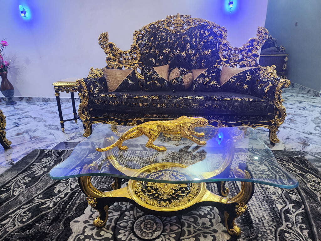 Royal Black & Gold Luxury Sofa Set (Palace Edition)