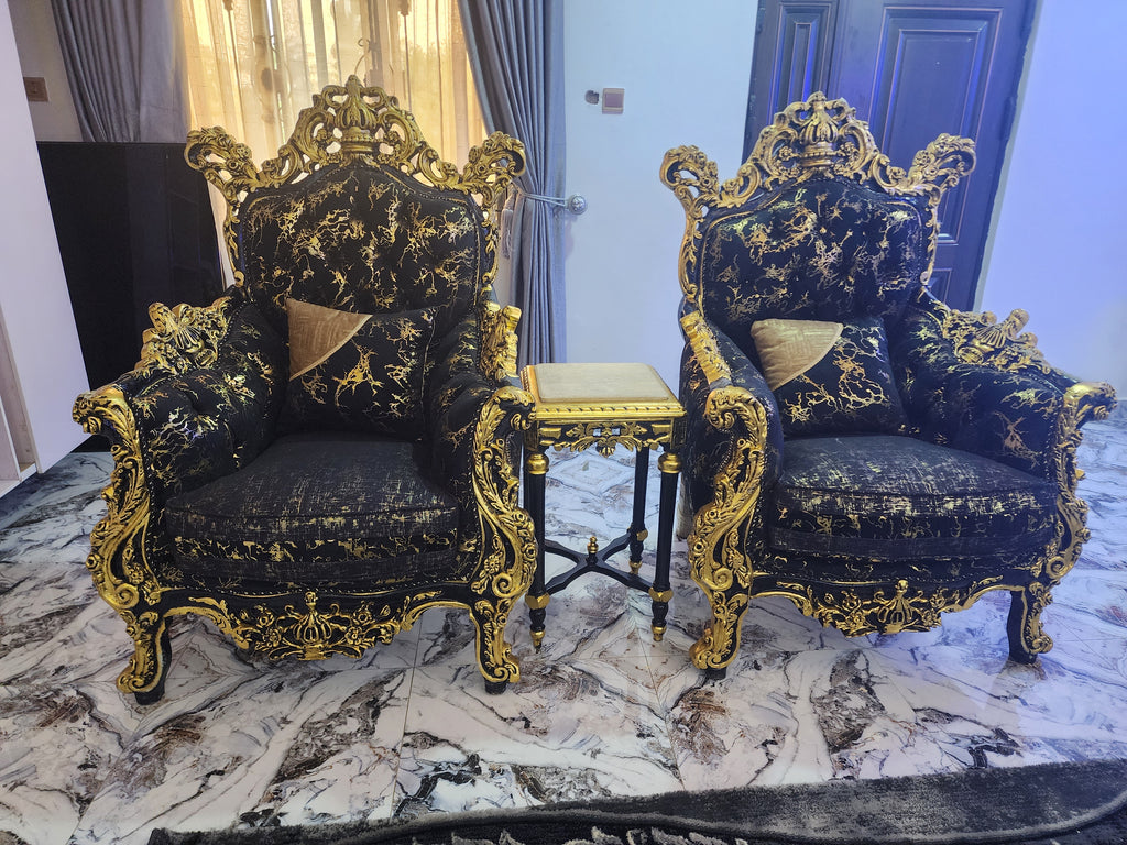 Royal Black & Gold Luxury Sofa Set (Palace Edition)