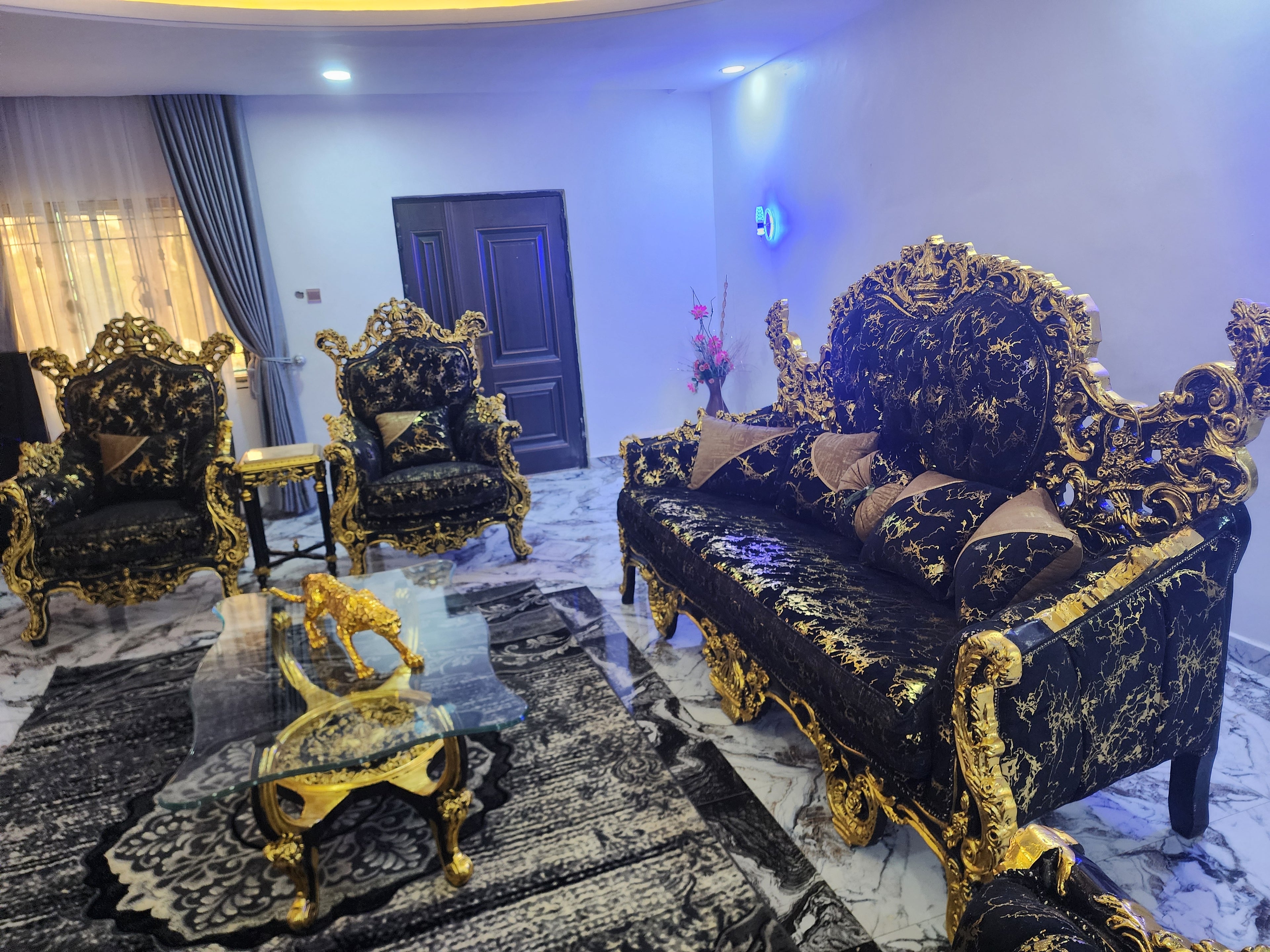 Royal Black & Gold Luxury Sofa Set (Palace Edition)