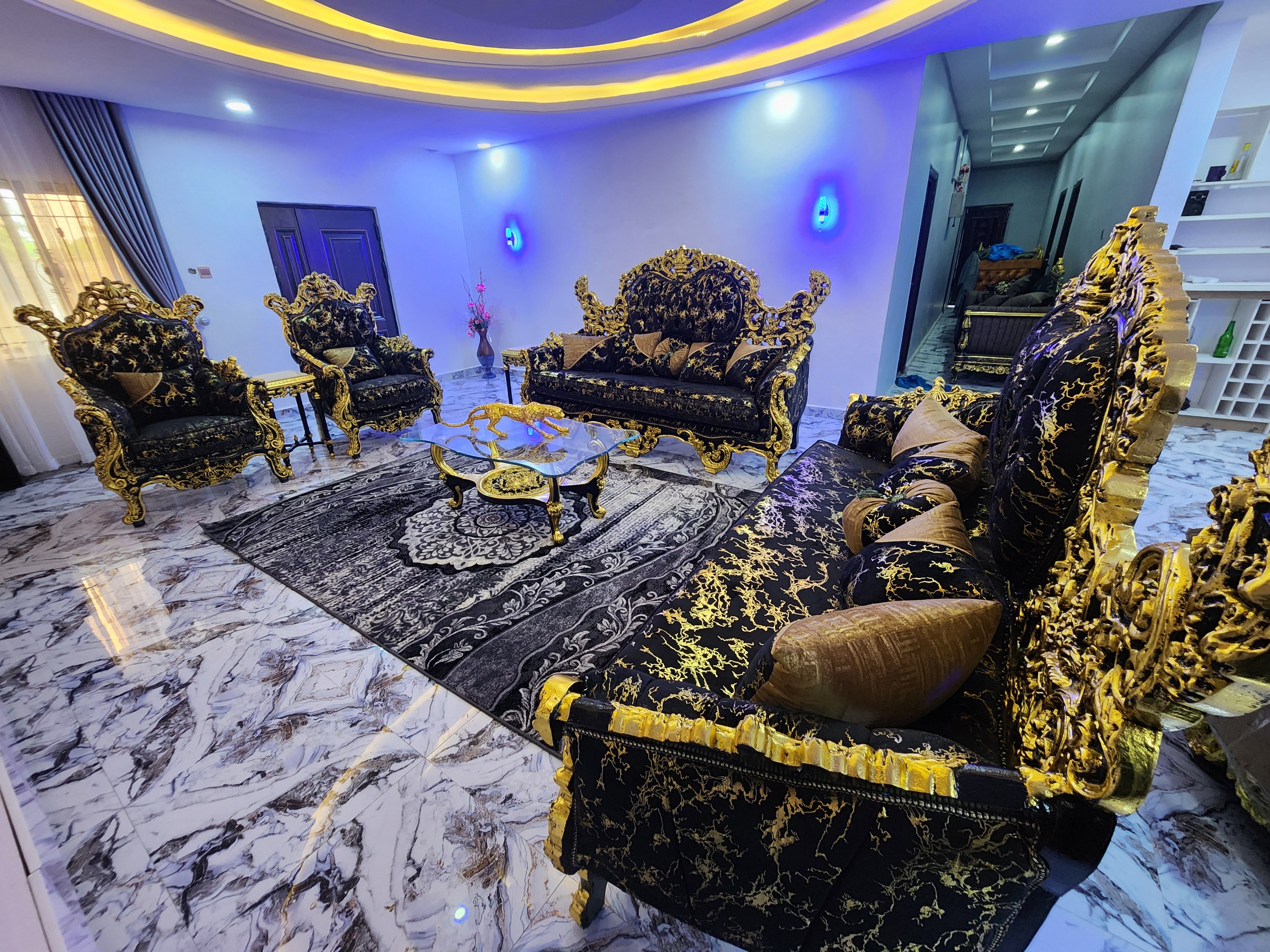 Royal Black & Gold Luxury Sofa Set (Palace Edition)
