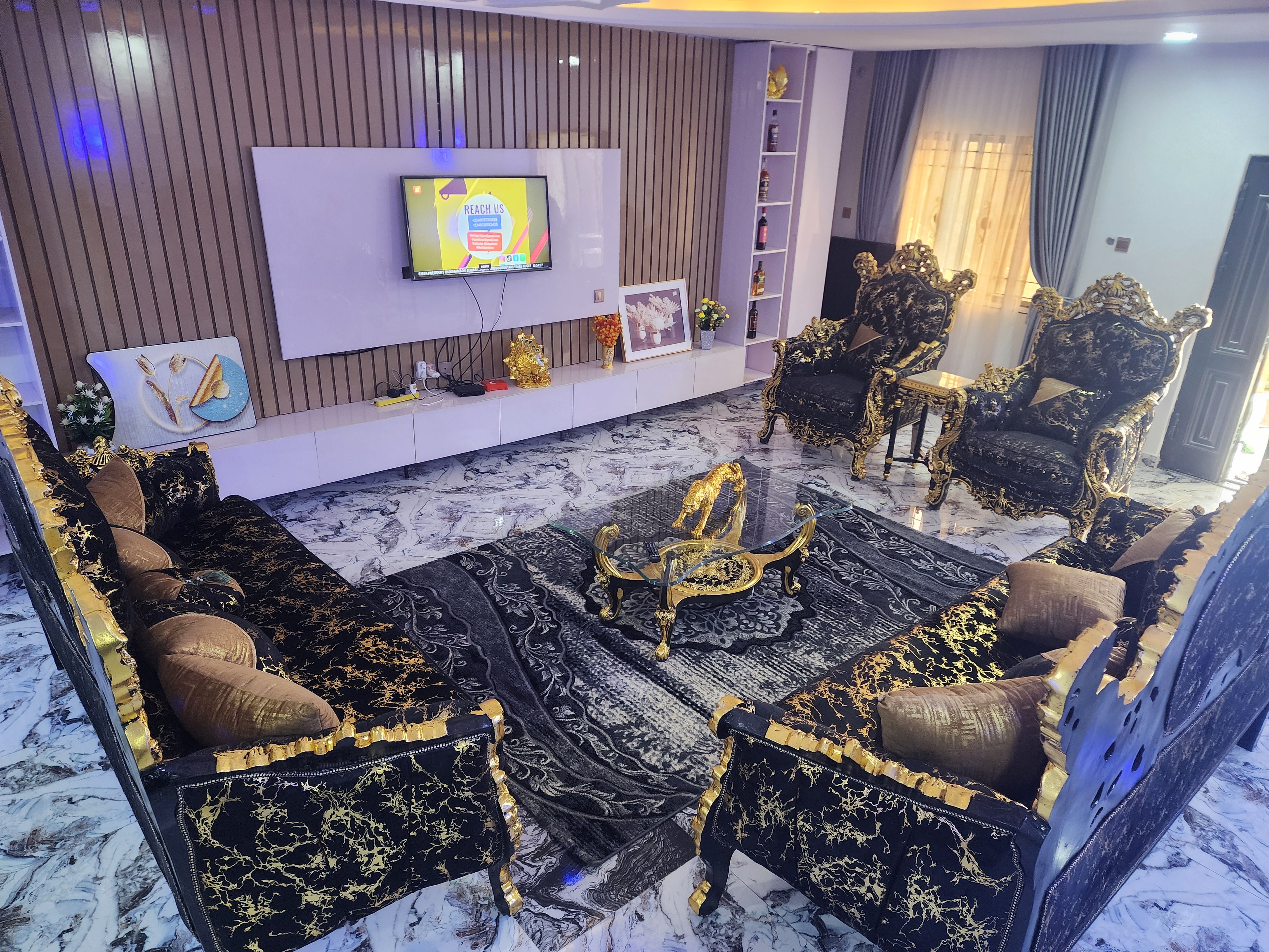 Royal Black & Gold Luxury Sofa Set (Palace Edition)