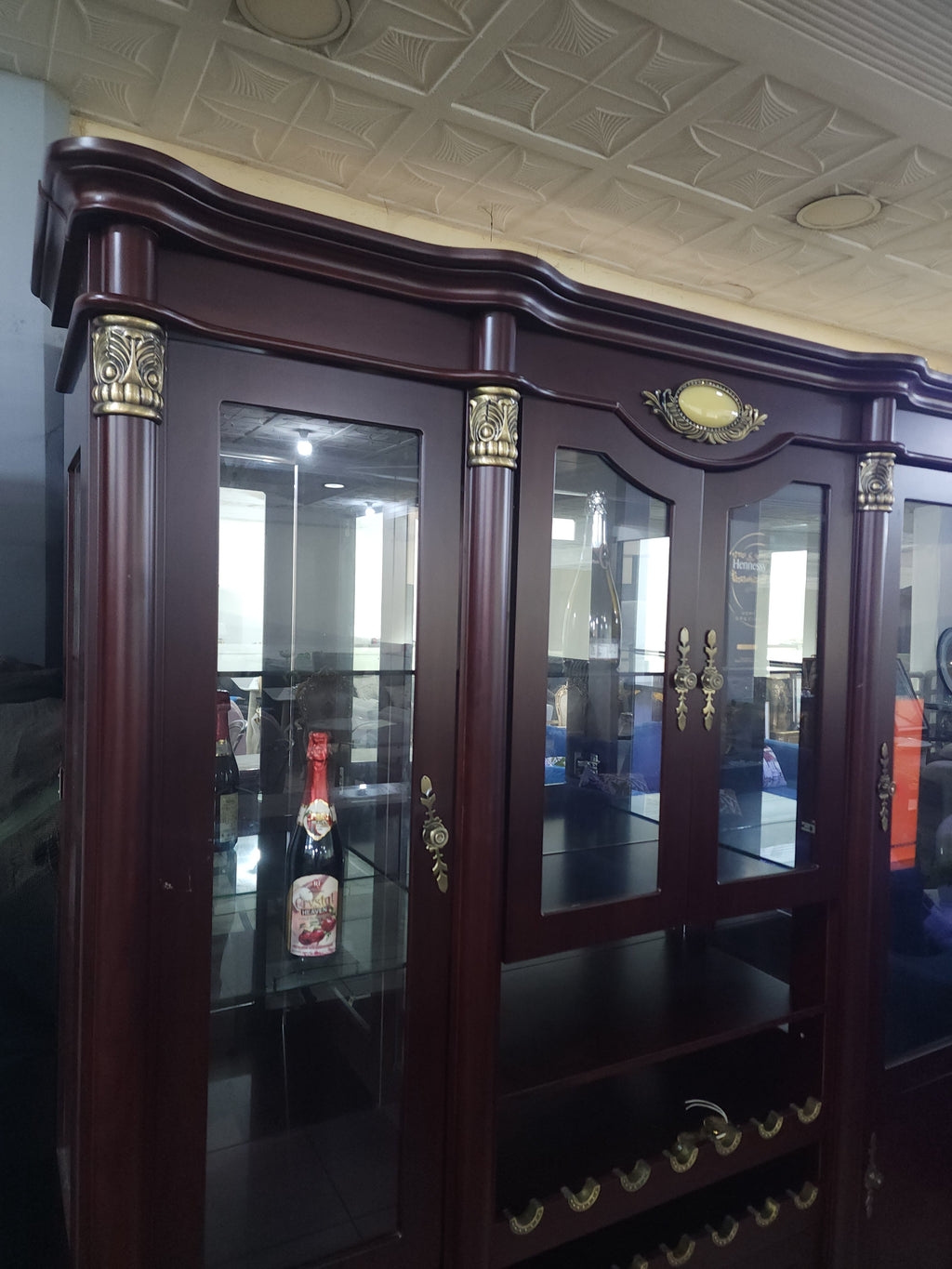 Royal Wooden Bar Cabinet with Glass Display