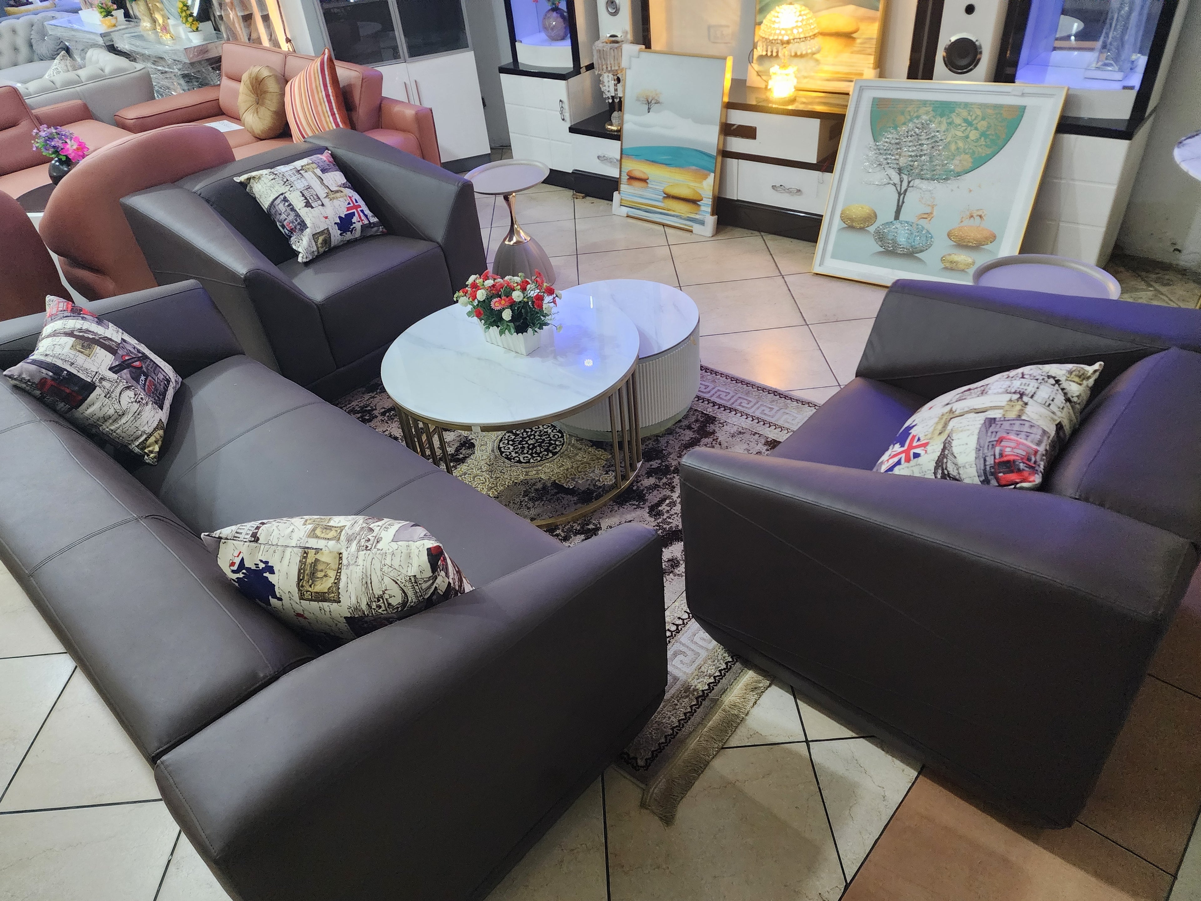 Executive Leather Sofa Set
