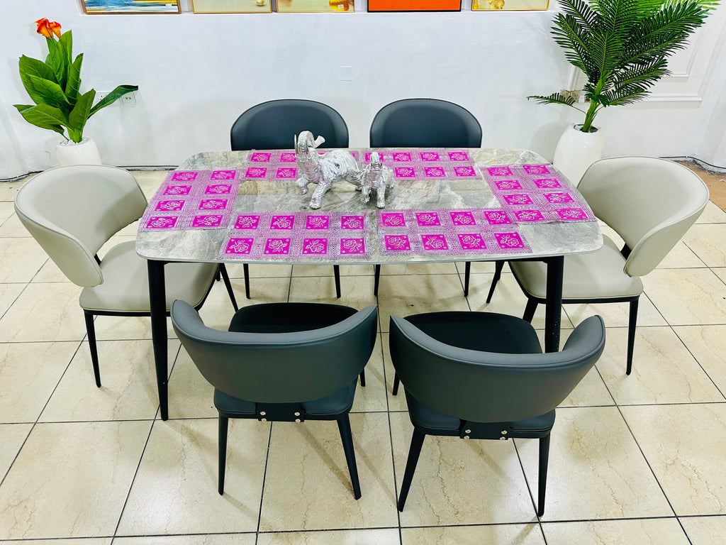 6-Seater Marble Dining Set (Modern)