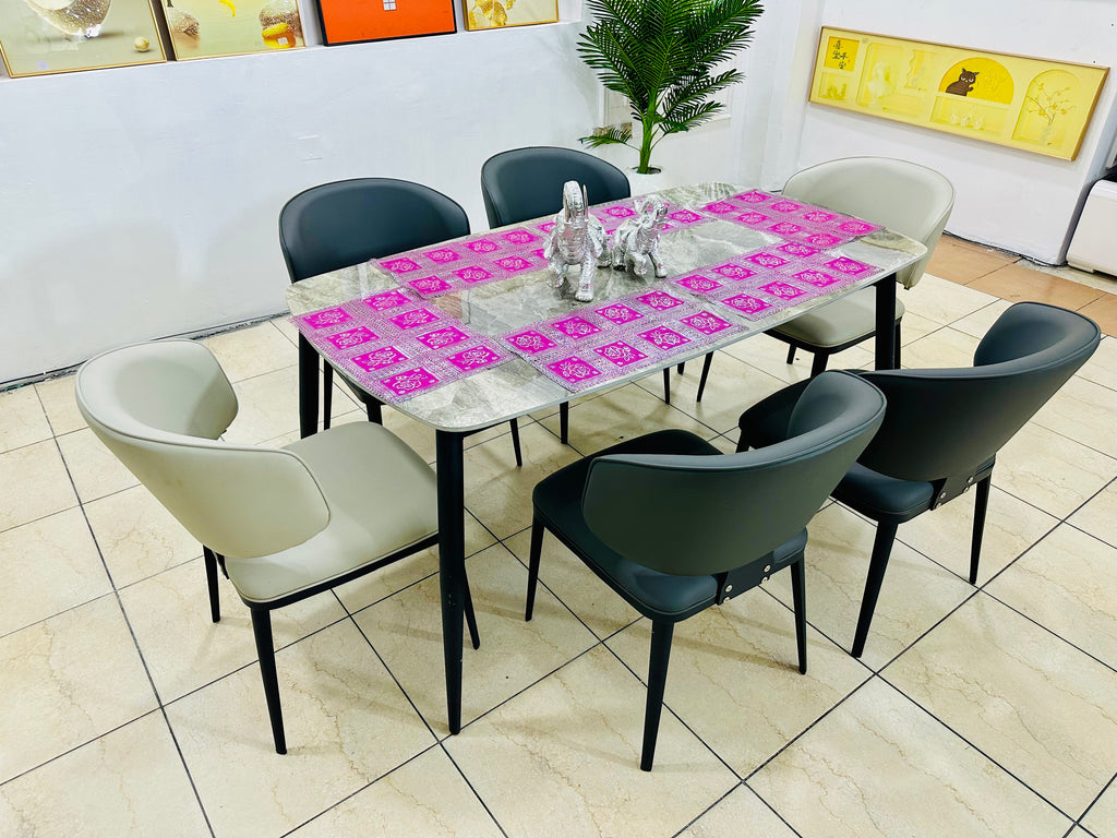 6-Seater Marble Dining Set (Modern)