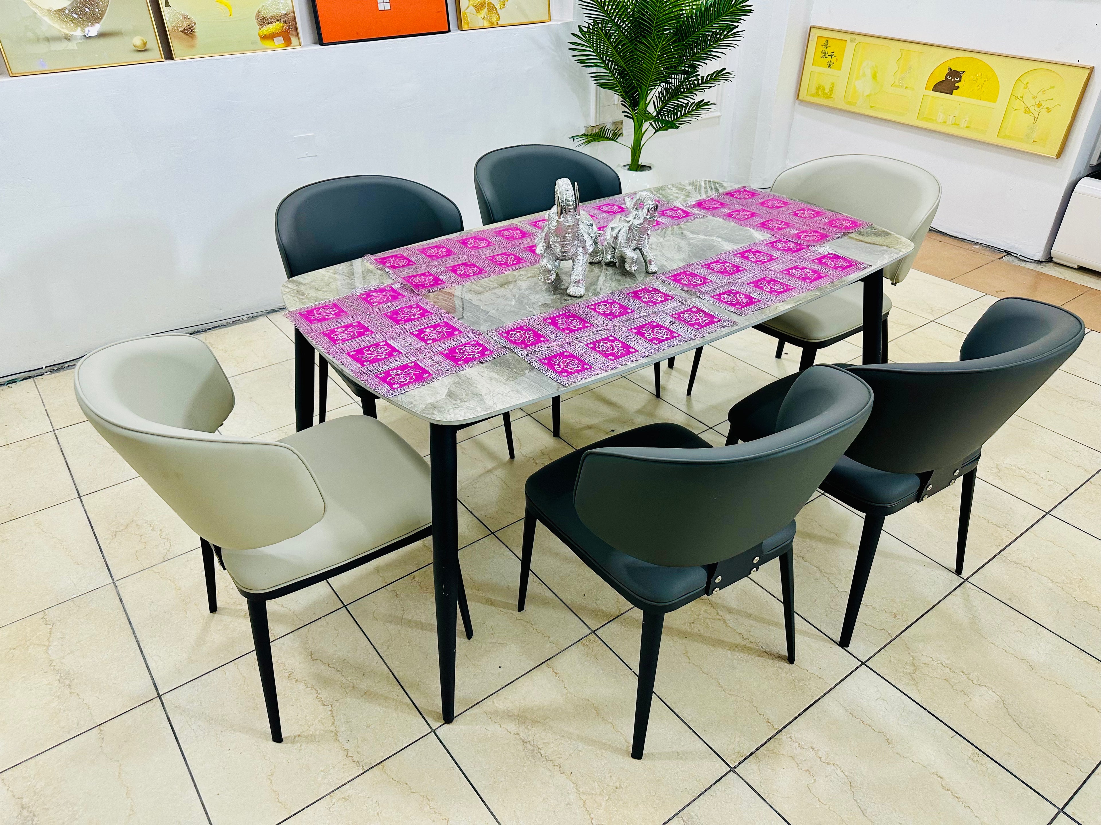 6-Seater Marble Dining Set (Modern)