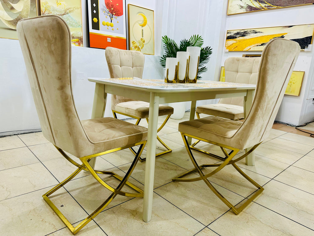 Modern Marble Dining Set (Gold Legs)