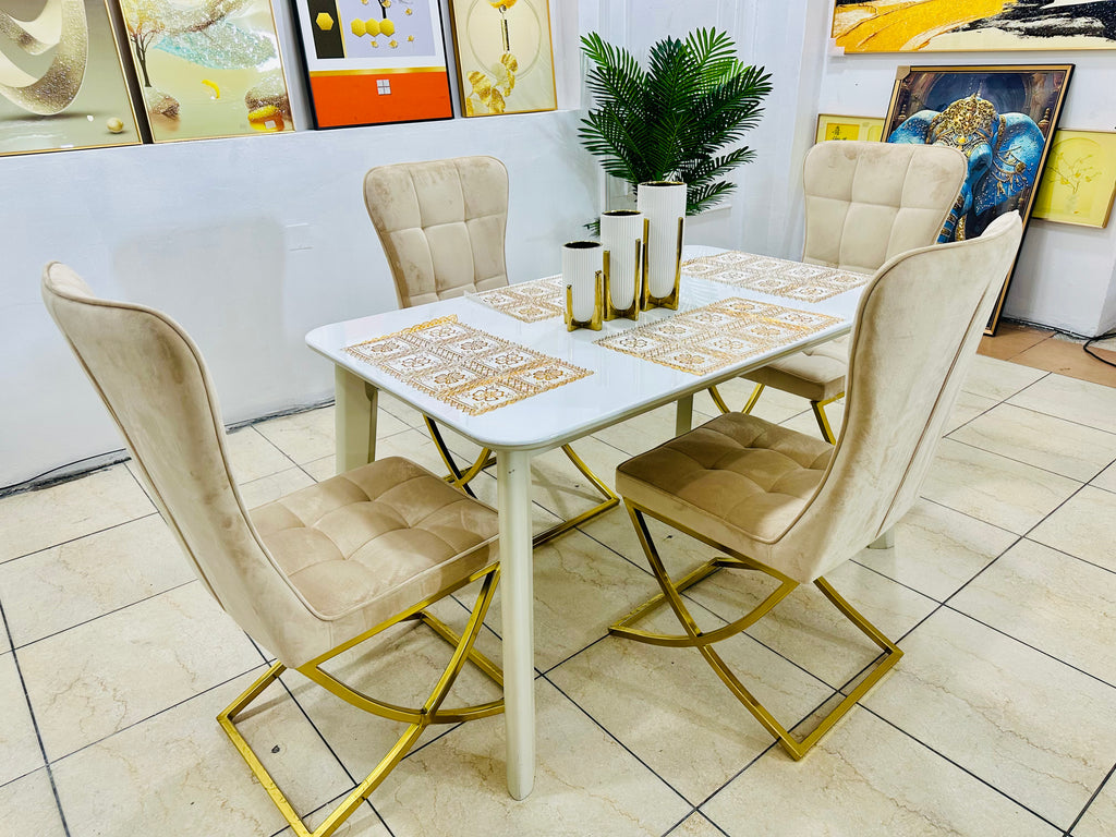 Modern Marble Dining Set (Gold Legs)