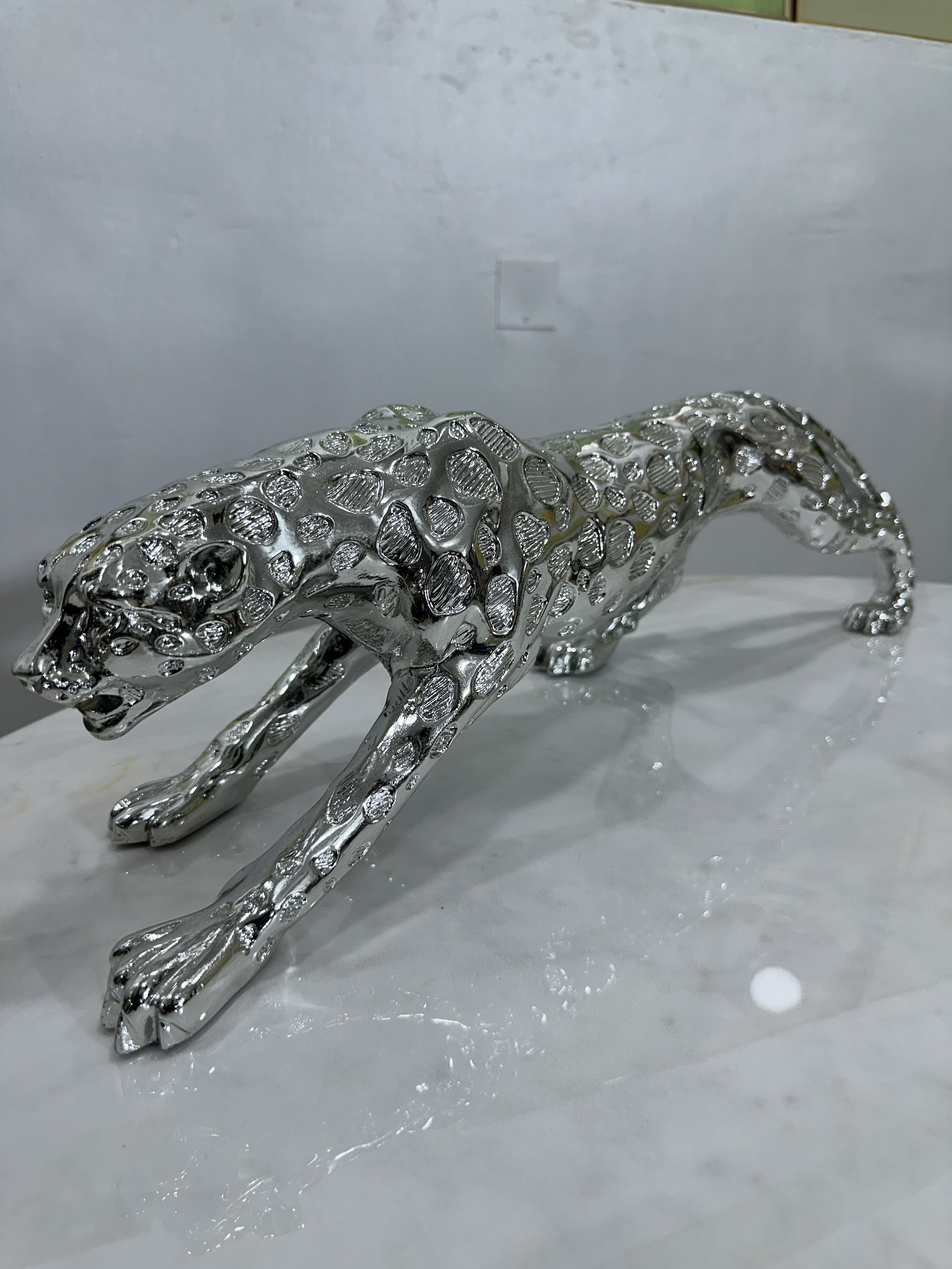 Silver Leopard Decor Figurine
