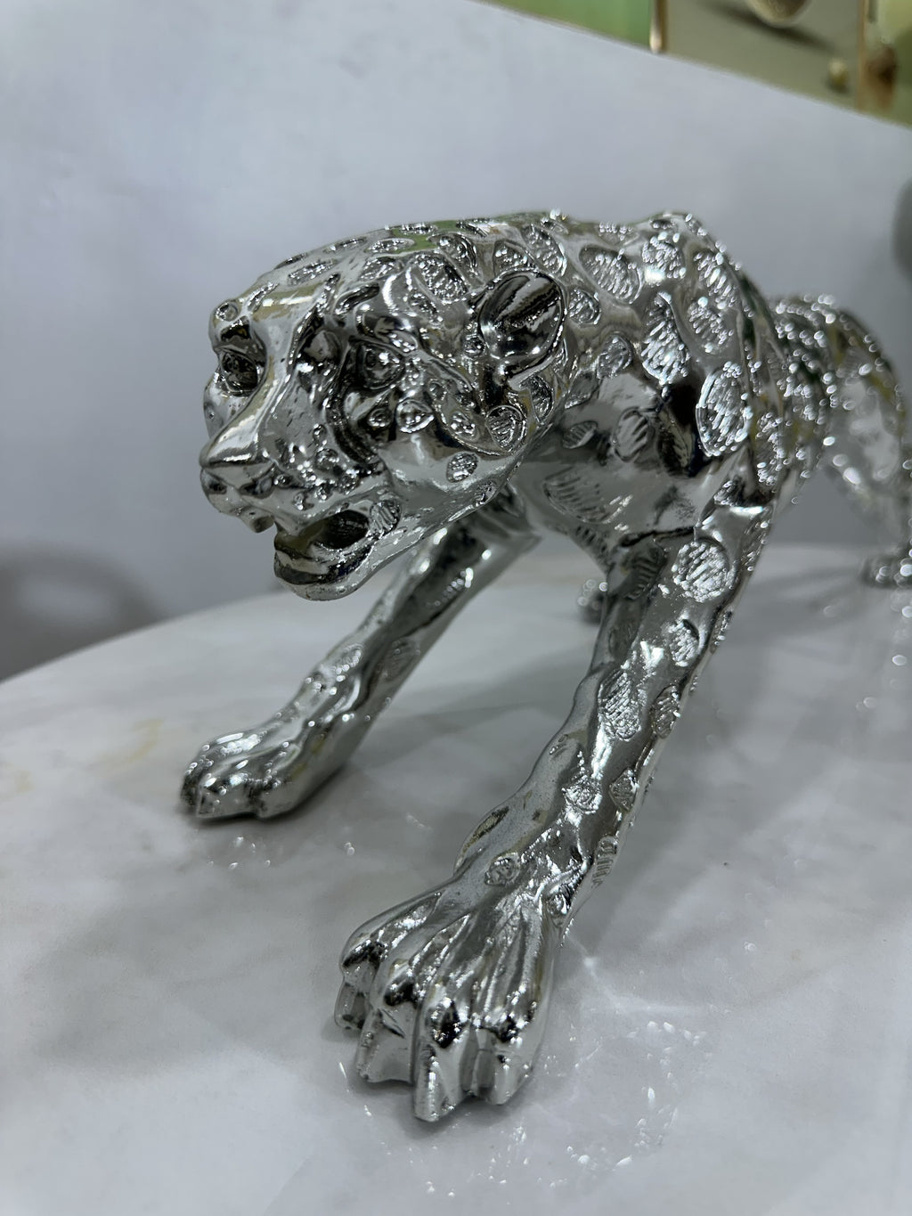 Silver Leopard Decor Figurine