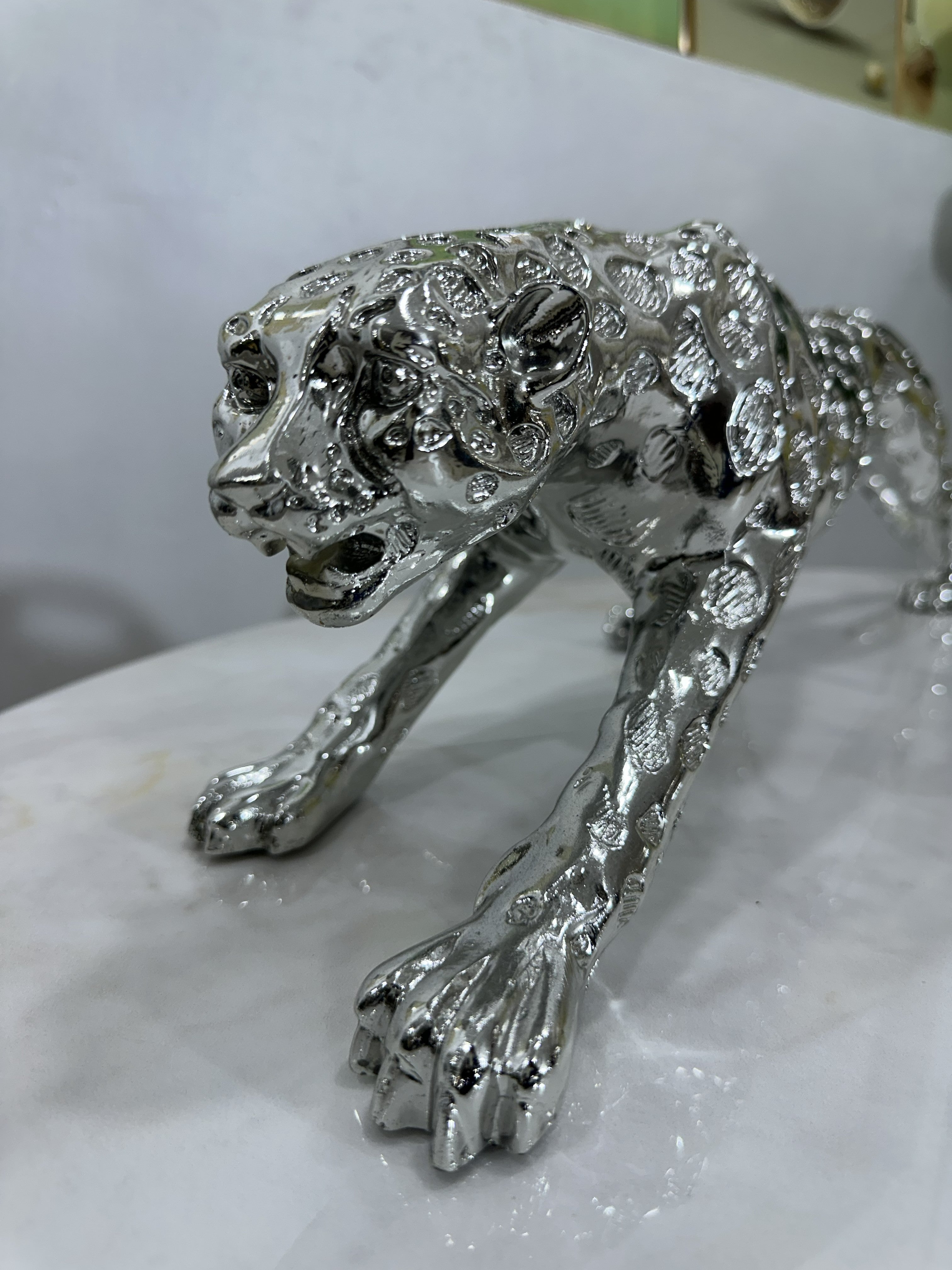 Silver Leopard Decor Figurine