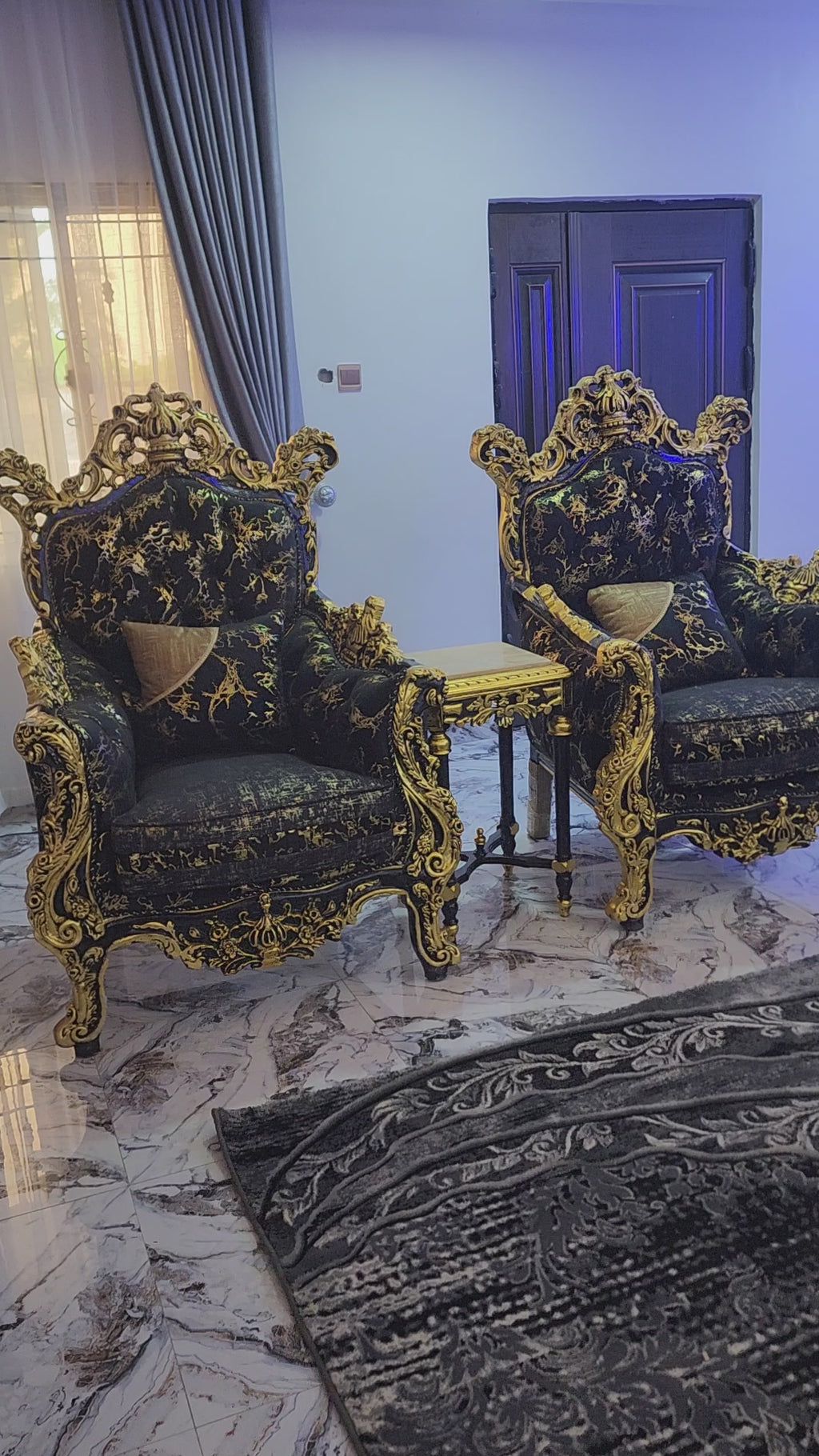 Royal Black & Gold Luxury Sofa Set (Palace Edition)